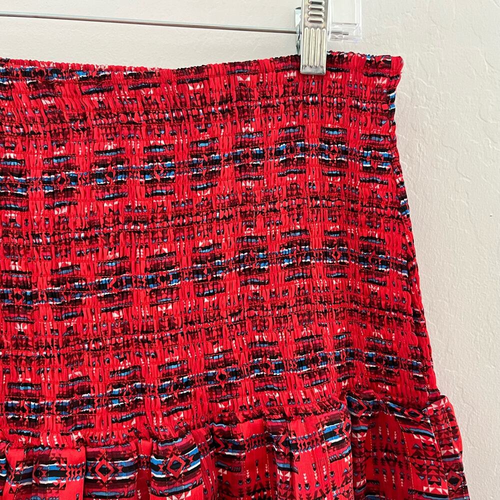 Aqua x Pendleton Bloomingdales Exclusive Skirt Women's XL Red Mini Smocked NEW - Picture 9 of 10